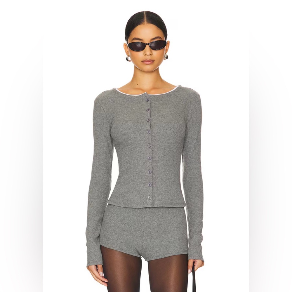 Lovers and Friends Darby Cardigan in Dark Grey - Picture 2 of 5